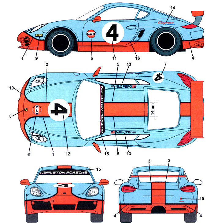 Studio27 DC989 1/24 Porsche Cayman Gulf #4 Original Decal - Image 4