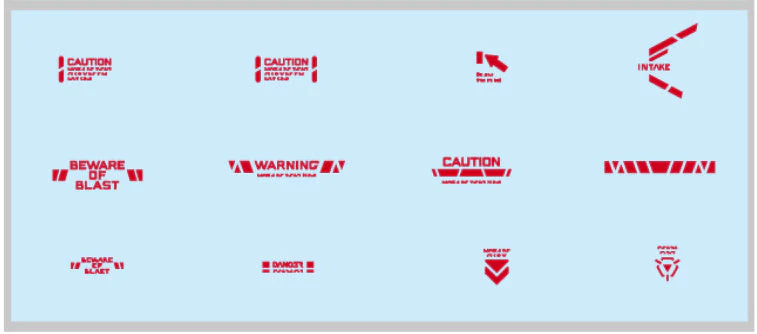 Sujiborido ST02-C02-RE Robo Decal Caution Mark 02 Red - Image 4