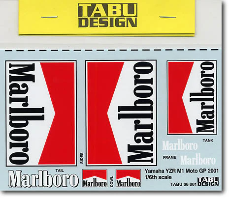 Tabu Design TABU06001 1/6 Yamaha YZR500 Marlboro '01 Tobacco Decal