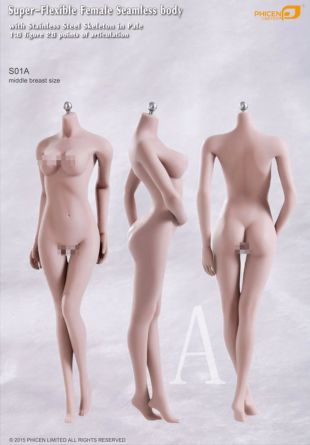 TBLeague TBリーグ 1/6スケール 超柔軟性シームレス 女性 素体ボディ ペールスキン バストサイズM（S01A)