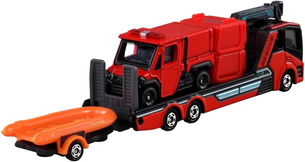 Tomica Long 132 Morita Small Off-Road Fire Truck Red Ladybug and Transport Vehicle - Image 3