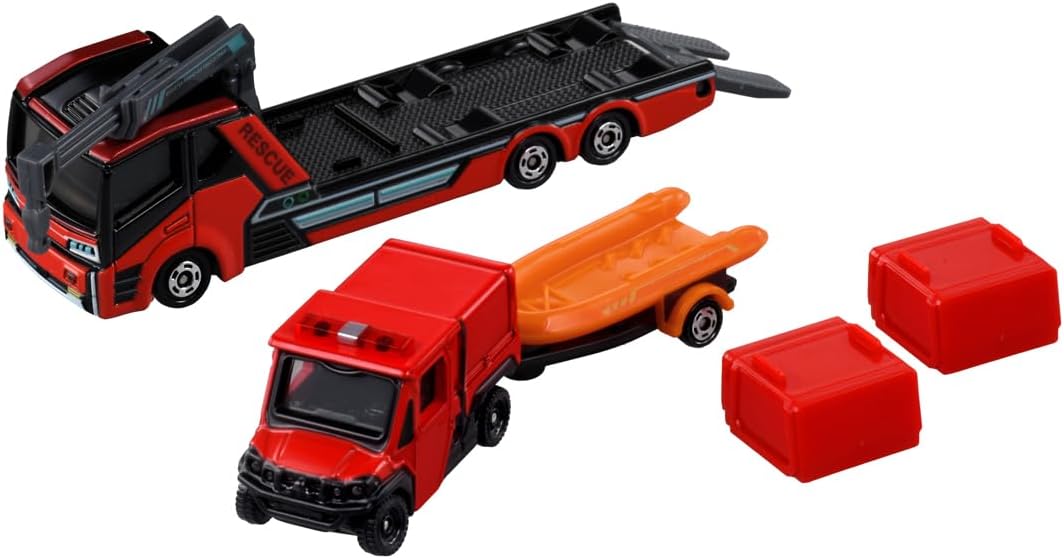 Tomica Long 132 Morita Small Off-Road Fire Truck Red Ladybug and Transport Vehicle - Image 6