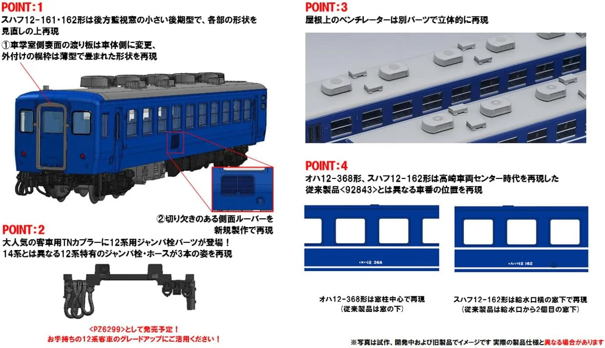 TOMIX 98788 N Gauge JR 12 Series Passenger Cars (Gunma Vehicle Center) Set (6 Cars) - Image 2