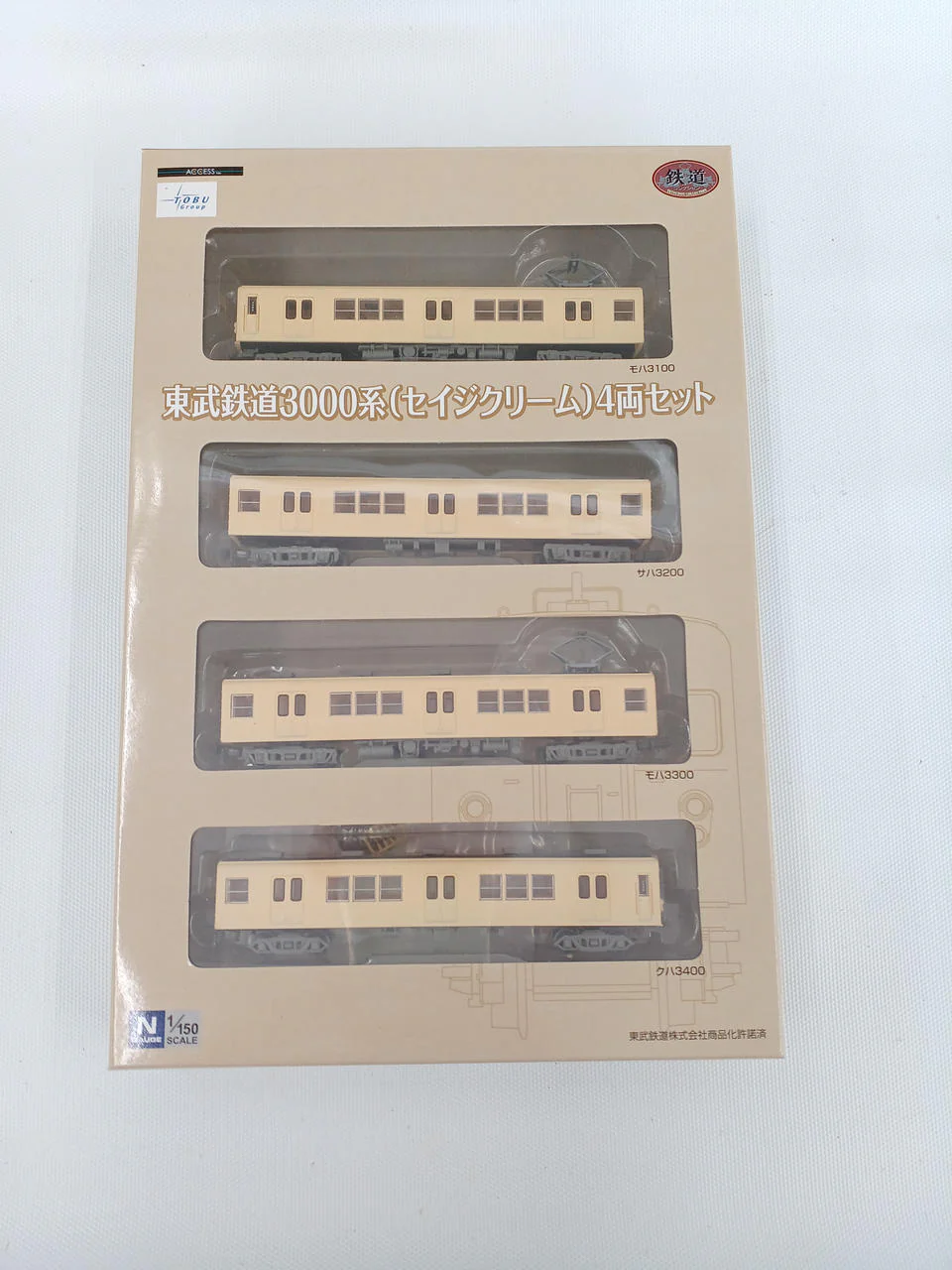 Tomytec 1/150 Tobu Railway 3000 Series (Sage Cream) 4-Car Set