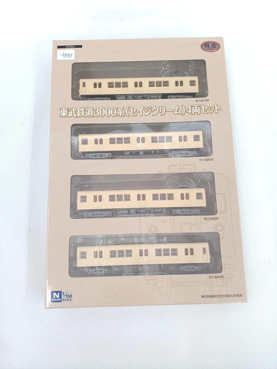 Tomytec 1/150 Tobu Railway 3000 Series (Sage Cream) 4-Car Set