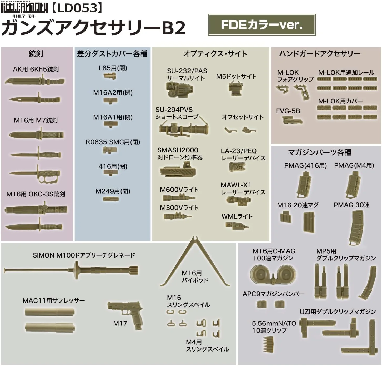 TOMYTEC LD053 1/12 Little Armory Gun's Accessories B2 FDE Color ver. - Image 2