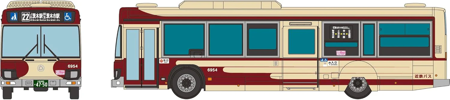 TOMYTEC The Bus Collection Kintetsu Bus Hino Blue Ribbon Reproduction Paint Design Bus - Image 2