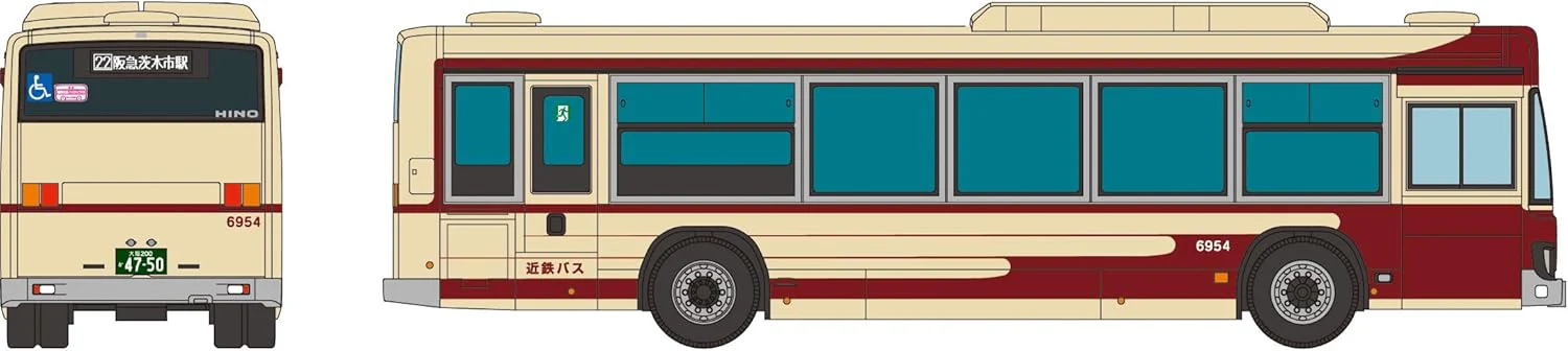 TOMYTEC The Bus Collection Kintetsu Bus Hino Blue Ribbon Reproduction Paint Design Bus - Image 3