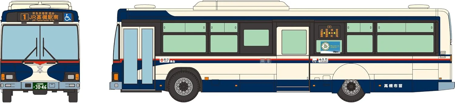 TOMYTEC The Bus Collection Takatsuki City Transportation Department Hino Blue Ribbon II Reproduction Retro Color Bus - Image 2