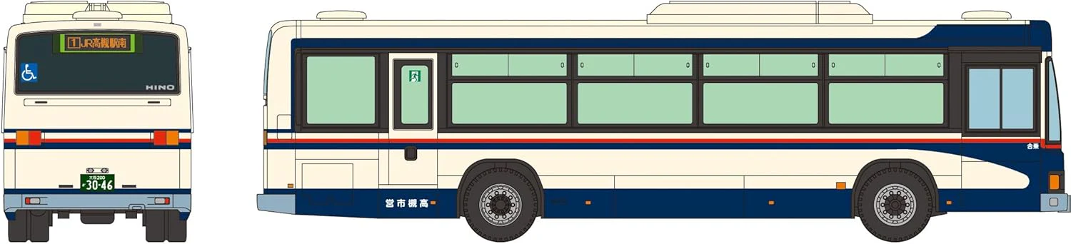 TOMYTEC The Bus Collection Takatsuki City Transportation Department Hino Blue Ribbon II Reproduction Retro Color Bus - Image 3