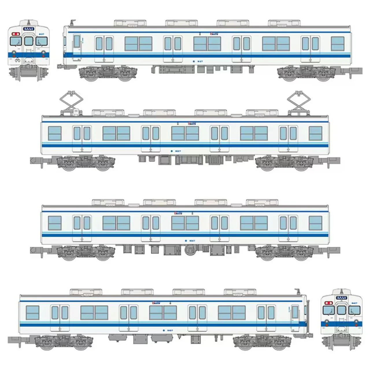 TOMYTEC The Railway Collection Tobu Railway 8000 Series Early Repair Car 8127 Formation 4 Car Set - Image 10
