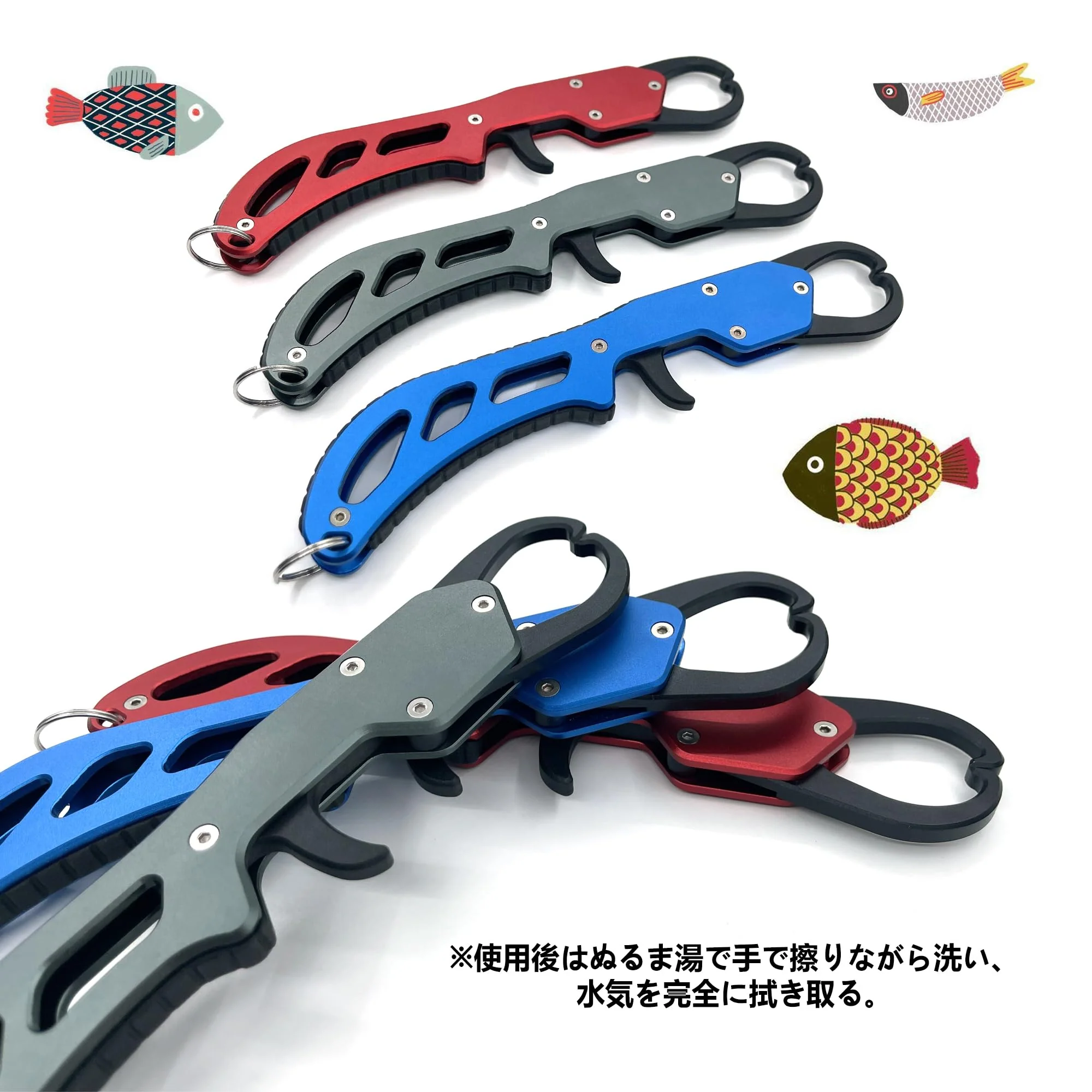 TOTOMOKA(トトモカ) フィッシュグリップ 魚掴み器 フィッシュキャッチャー 超軽量 アルミ製 ロープ付き (レッド) - Image 4